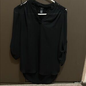 Rue21 Black Blouse with Button Sleeves